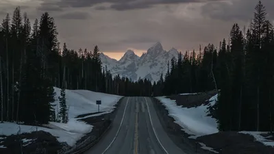 Download wallpaper 1920x1080 road, mountains, forest, hills, twilight full  hd, hdtv, fhd, 1080p hd background