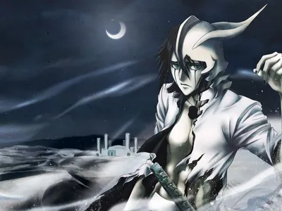 Обои на рабочий стол Ulquiorra Schiffer / Улькиорра Шиффер ночью в пустыне  из аниме Блич / Bleach, обои для рабочего стола, скачать обои, обои  бесплатно