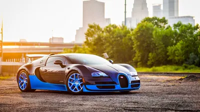 Обои bugatti, veyron, grand, синий, вид сбоку картинки на рабочий стол,  фото скачать бесплатно