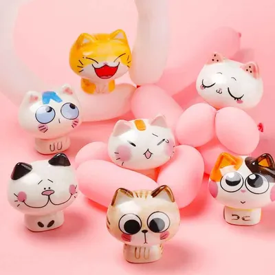 Kawaii аниме кошка украшение мини милый Рабочий стол комната керамическое  украшение милая серия настольное украшение Рождественский подарок |  AliExpress