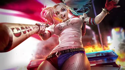 Скачать обои Harley Quinn, Harley, Quinn, Injustice 2, Baseball, Летучая  мышь в разрешении 1920x1080 на рабочий стол