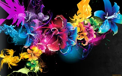Обои Векторная графика Цветы (flowers), обои для рабочего стола, фотографии  векторная графика, цветы , flowers, абстракция, цветы, краски, узоры Обои  для рабочего стола, скачать обои картинки заставки на рабочий стол.