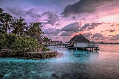 Обои на рабочий стол Вид сверху на отель 'One and Only' на Мальдивских  островах / Maldives, обои для рабочего стола, скачать обои, обои бесплатно