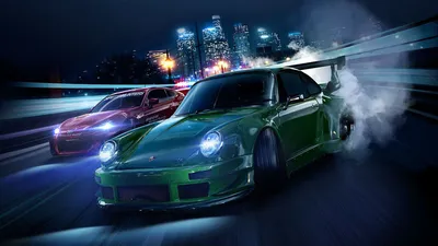 Обои на рабочий стол Ночные гонки, Арт по игре Need For Speed, обои для рабочего  стола, скачать обои, обои бесплатно