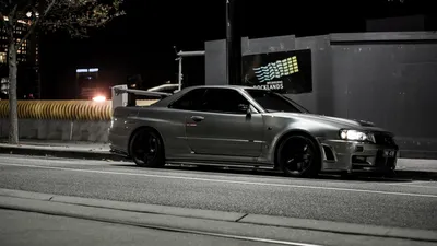 Обои gtr, skyline, r34, nissan skyline gtr r34, синий, постройка, замок,  nissan на рабочий стол