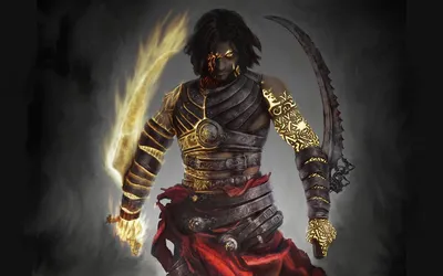 Обои на рабочий стол Арт к игре Prince Of Persia / Принц Персии, где Принц  стоит с двумя кинжалами, обои для рабочего стола, скачать обои, обои  бесплатно