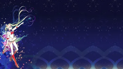 Обои на рабочий стол Sailor Moon / Сейлор Мун сидит на дереве с кристаллом  над рукой, обои для рабочего стола, скачать обои, обои бесплатно
