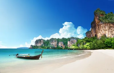 Обои Таиланд Море Лодки Песок Скала Krabi Природа Картинка #449559 Скачать  | Railay beach, Beach background, Beach wallpaper