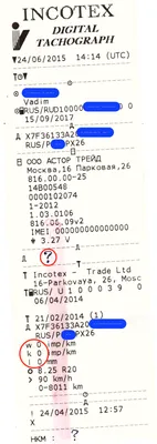 Как расшифровать данные распечатки ленты тахографа? | Georoute