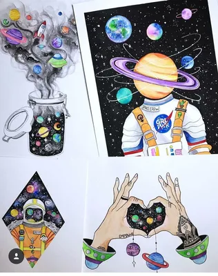 Космические рисунки для срисовки - 65 фото