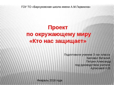 Исследовательский проект для учащихся 3-го класса «Кто нас защищает» (11  фото). Воспитателям детских садов, школьным учителям и педагогам - Маам.ру