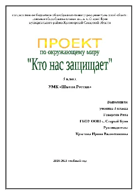 Проект по окружающему миру «Кто нас защищает?» 3 класс