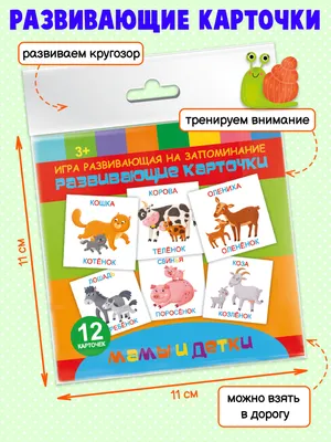Игры развивающие на запоминание \"Развивающие карточки. МАМЫ И ДЕТКИ\",  110х110мм, 12 картонных карточек. - купить с доставкой по выгодным ценам в  интернет-магазине OZON (296426012)