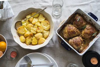 Картошка с курицей в духовке на ужин | Пикабу