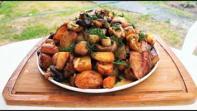 Курица с грибами и картошкой