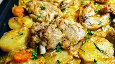 Картошка с мясом в утятнице тушеная в духовке рецепт фото пошагово и видео  - 1000.menu