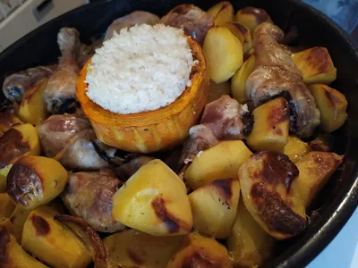 Картошка с мясом в утятнице тушеная в духовке рецепт фото пошагово и видео  - 1000.menu