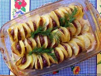 Картошка с мясом и тестом в духовке | Пикабу