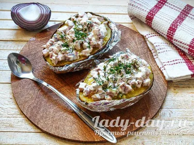 Запеченный фаршированный картофель с сыром и беконом пошаговый рецепт с фото