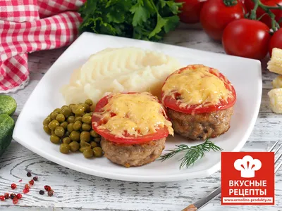 Котлеты в духовке с сыром и помидорами фото фотографии