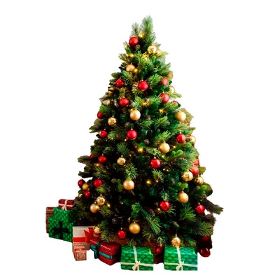 Украшенная рождественская елка, изолированная на белом Стоковое Фото -  изображение насчитывающей золотисто, красно: 156829056
