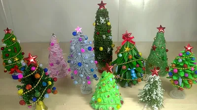 Новогодние елки своими руками. Оригинальные идеи новогодних елочек ручной  работы - YouTube