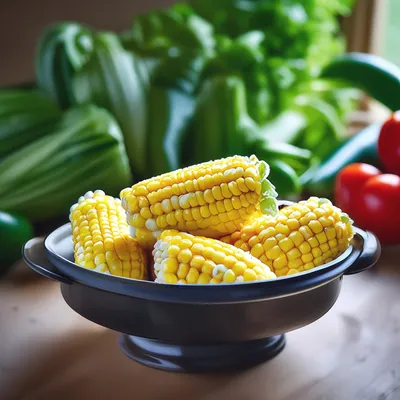 вареная кукуруза, изолированные на белом на белой тарелке :: Стоковая  фотография :: Pixel-Shot Studio