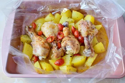 Куриные ножки с картошкой, запечённые в духовке - рецепт автора Халида  Абузарова🥰