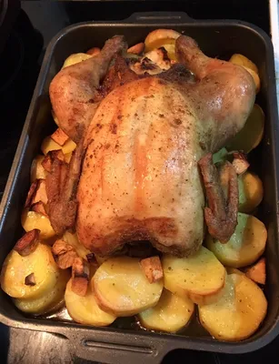 Курица с яблоками и картошкой в духовке - рецепт автора Вера Riddly