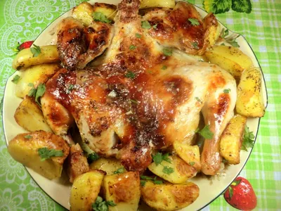 Курица, запеченная в духовке с овощами и виноградом — Кулинарные рецепты  любящей жены