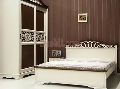 Мебель из древесины ясеня Глория в белом и орех цветах
