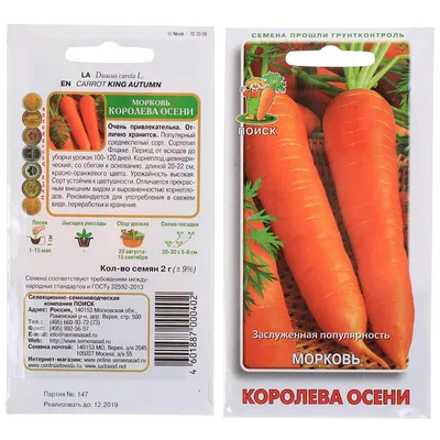 Морковь Королева Осени, поздний сорт, ООО \"Семейный сад\" (Украина), 2 г —  Товары для выращивания овощей и фруктов — Интернет-магазин Shoproslo