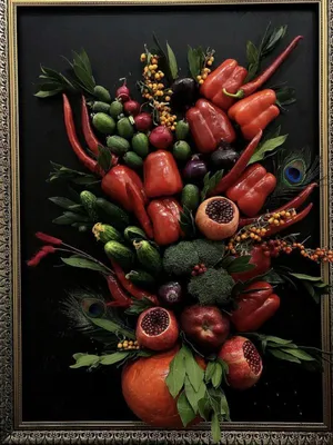 Иллюстрация Натюрморт с овощами в стиле академический рисунок,