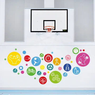 Дизайн спортзала начальной школы. Inspirational School Decor #школа #school  #дизайнстен | Оформление детской комнаты, Фрески, Учебные помещения