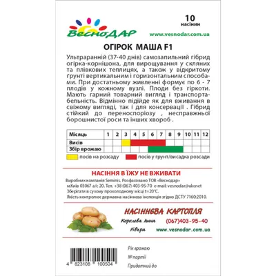 Семена огурец Маша F1 Флора плюс (ID#1113787071), цена: 5 ₴, купить на  Prom.ua