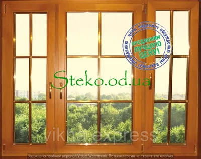 Остекление деревянного дома ламинированными окнами цвета золотой дуб,  Московская область