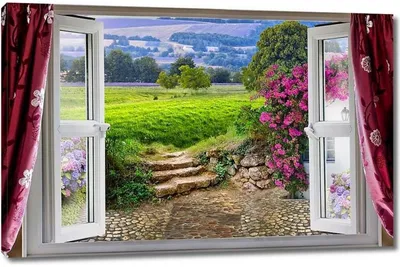 Фотообои Открытое окно в сад для стен, бесшовные, фото и цены, купить в  Интернет-магазине