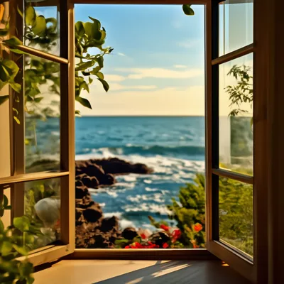 Фотообои Сад из окна купить на стену • Эко Обои