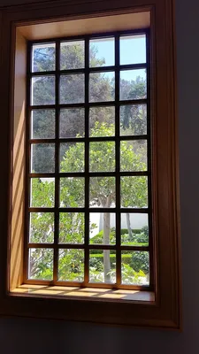 красивый вид на окно на заднем дворе зеленого сада Стоковое Фото -  изображение насчитывающей конструкция, комната: 223299146
