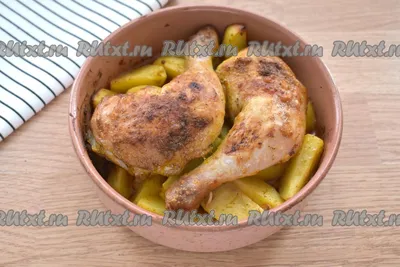 Куриные ножки, запеченные в духовке с картошкой - 8 пошаговых фото в рецепте