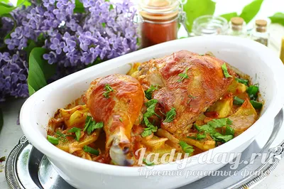 Куриные ножки в духовке с рисом и овощами - пошаговый рецепт с фото на  Готовим дома