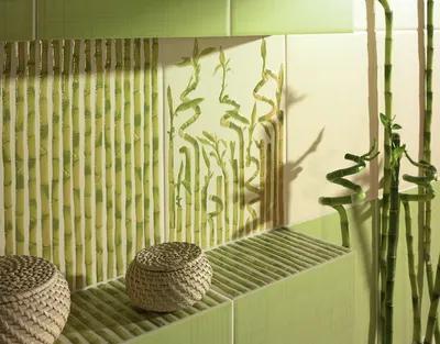 Плитка для ванной Коллекция Bamboo Golden Tile - «Когда душа просит Азии  для релакса в ванной: декорируем странную планировку ванной» | отзывы