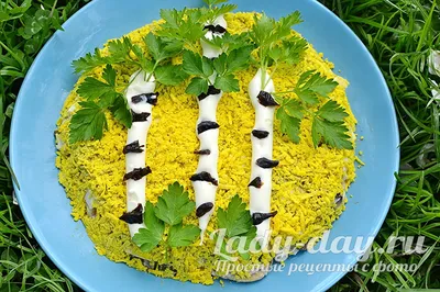 Салат Березка с грибами и курицей рецепт с фото пошагово - 1000.menu