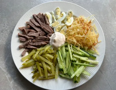 Салат с языком и картофелем пай, пошаговый рецепт с фотографиями – Салаты.  «Еда»
