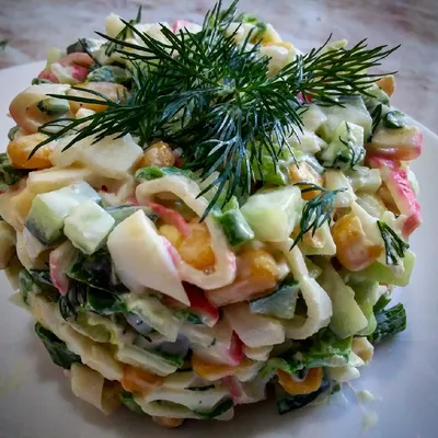 Салат с крабовыми палочками и кукурузой - рецепт автора edim.doma777
