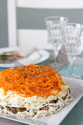 Салат с корейской морковкой и копченой курицей - пошаговый рецепт с фото на  Повар.ру