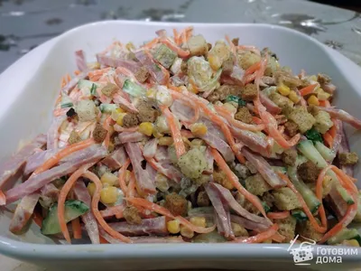 Салат с корейской морковью и сухариками - пошаговый рецепт с фото на  Повар.ру