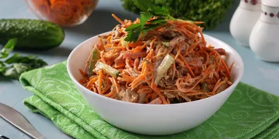 Вкусный салат с фасолью и корейской морковью. Быстро, просто и очень  вкусно! - YouTube