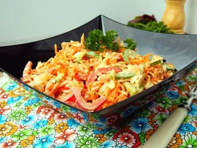 Салат с фасолью и корейской морковью рецепт фото пошагово и видео -  1000.menu