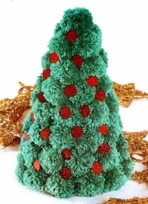 елочка из помпонов | Самодельные украшения для рождественской елки,  Поделки, Праздничные поделки